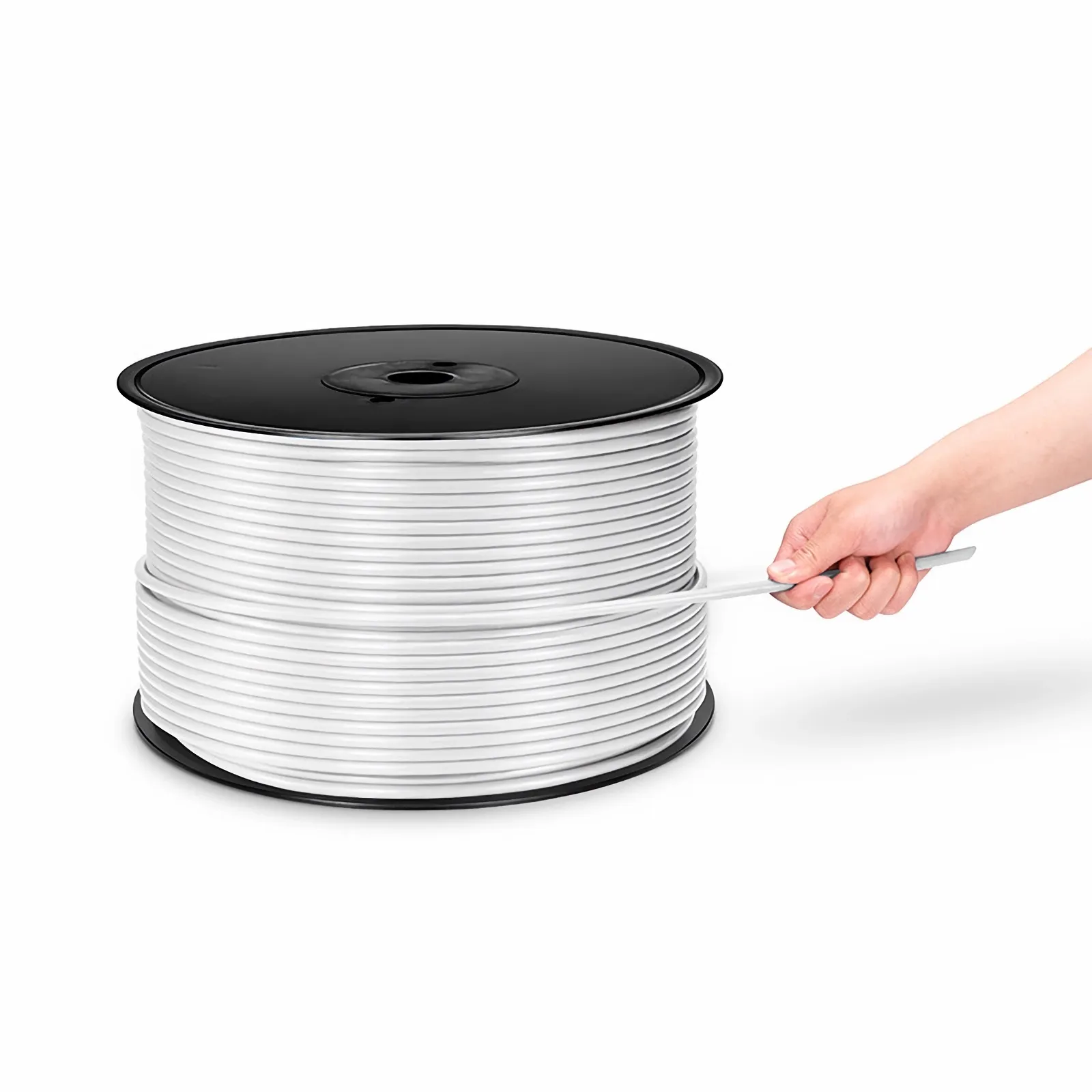 Cat6A Copper Cable, 1000ft (305m), 23AWG, Solid, 550MHz, Unshielded (UTP), PVC , with Reel (White)