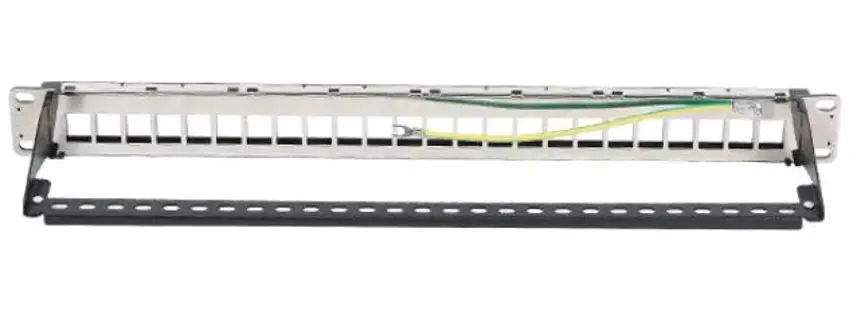 Cat6 Patch Panel, 24-Port, 1RU, Cable Management Bar Included