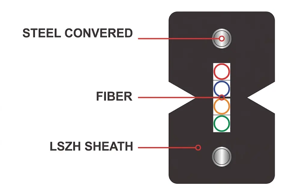 4F Drop Cable , Single-mode (OS2) ITU-T G.657. A1