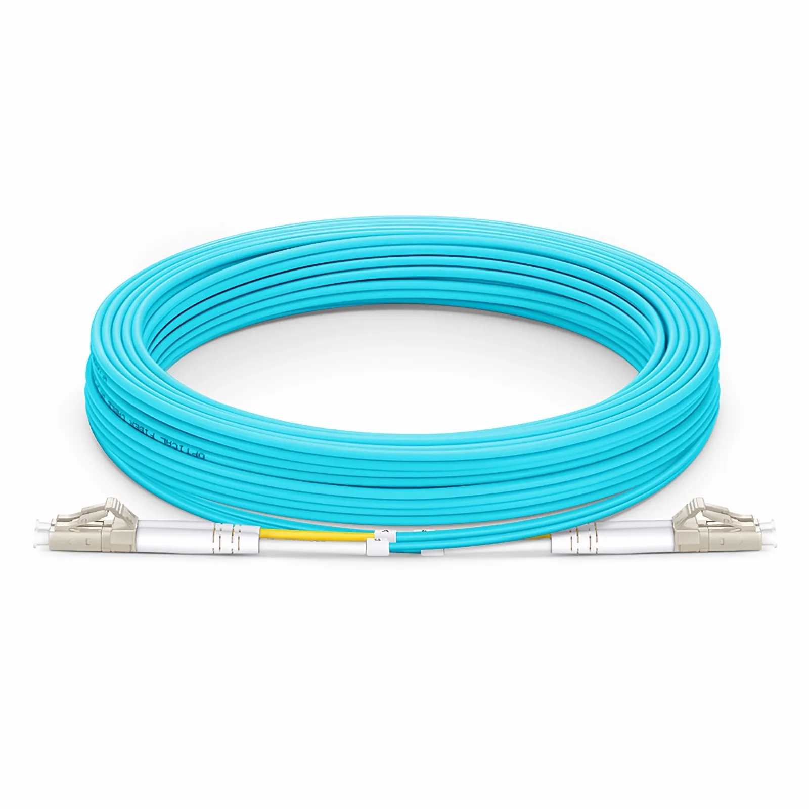 10m Fiber Patch Cable, 2 Fibers, LC UPC Duplex to LC UPC Duplex, Multimode (OM3), 2.0mm, Aqua