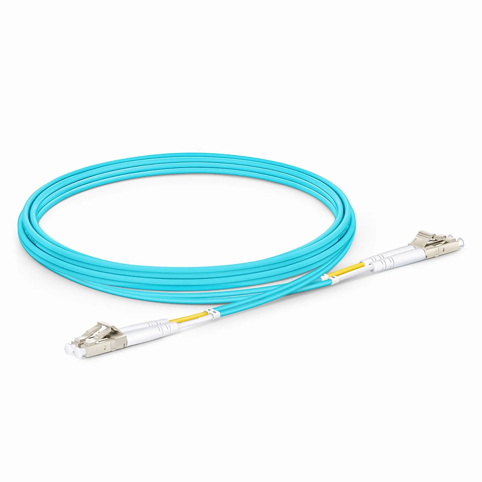 2m Fiber Patch Cable, 2 Fibers, LC UPC Duplex to LC UPC Duplex, Multimode (OM3), 2.0mm, Aqua