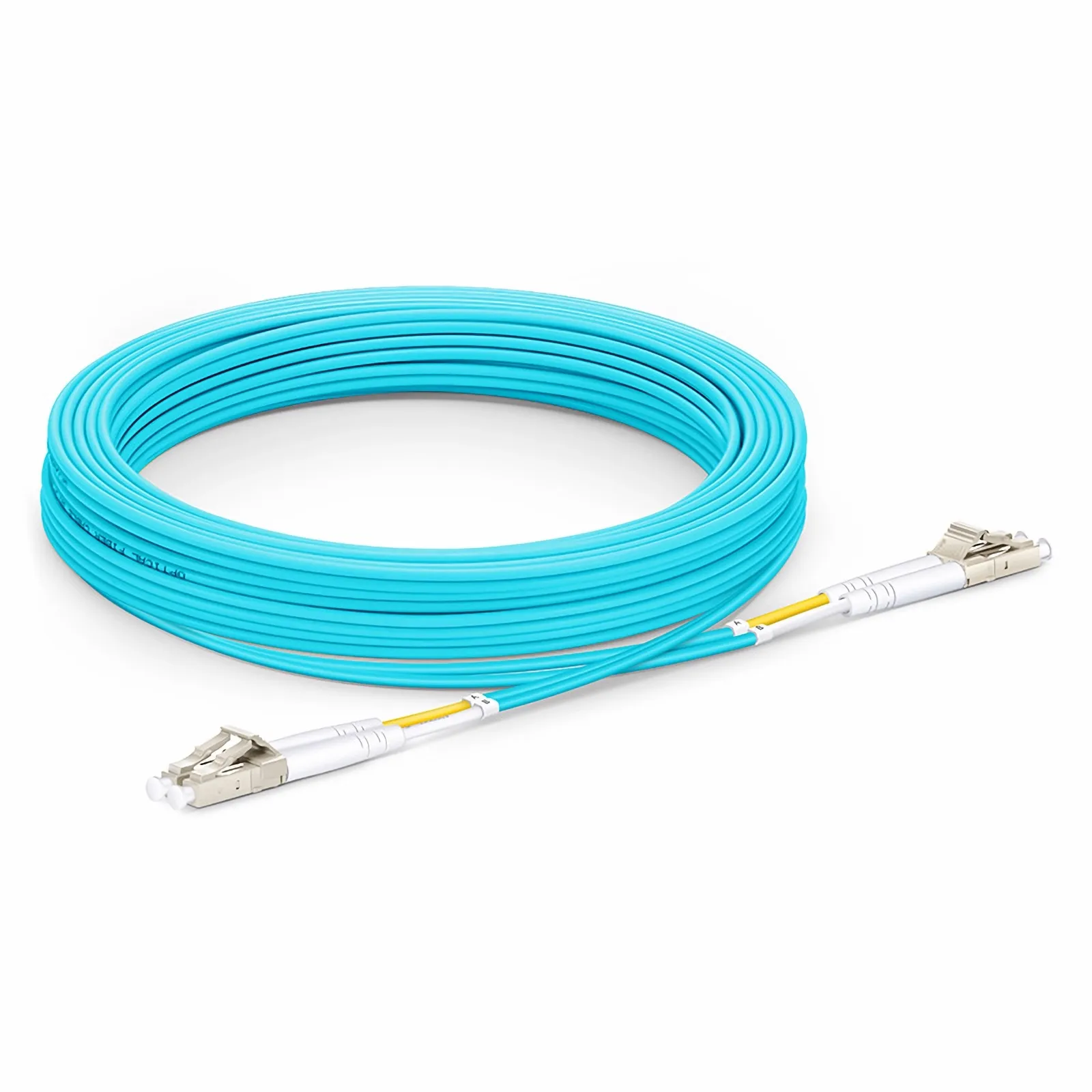 25m Fiber Patch Cable, 2 Fibers, LC UPC Duplex to LC UPC Duplex, Multimode (OM3), 2.0mm, Aqua