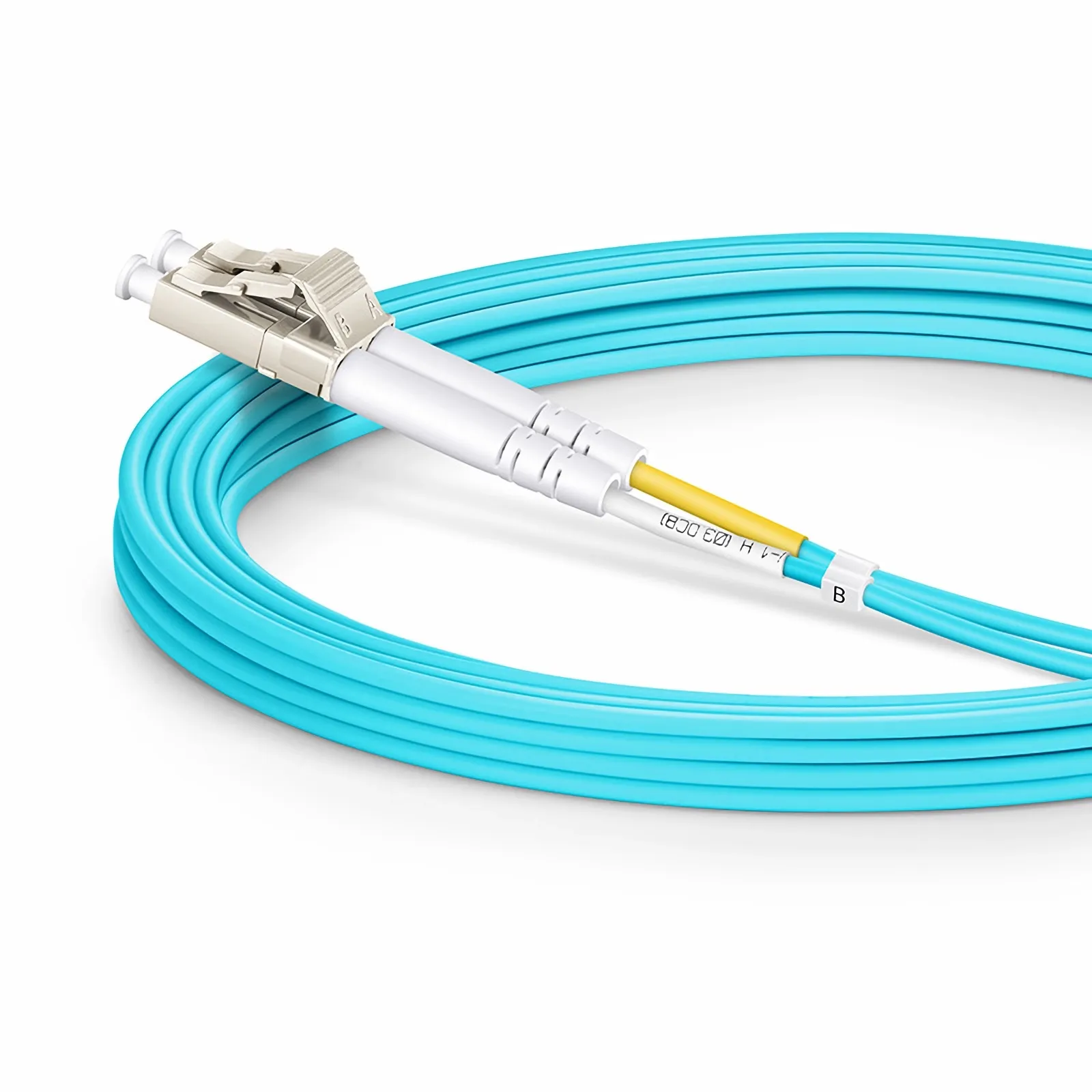 3m Fiber Patch Cable, 2 Fibers, LC UPC Duplex to LC UPC Duplex, Multimode (OM3), 2.0mm, Aqua
