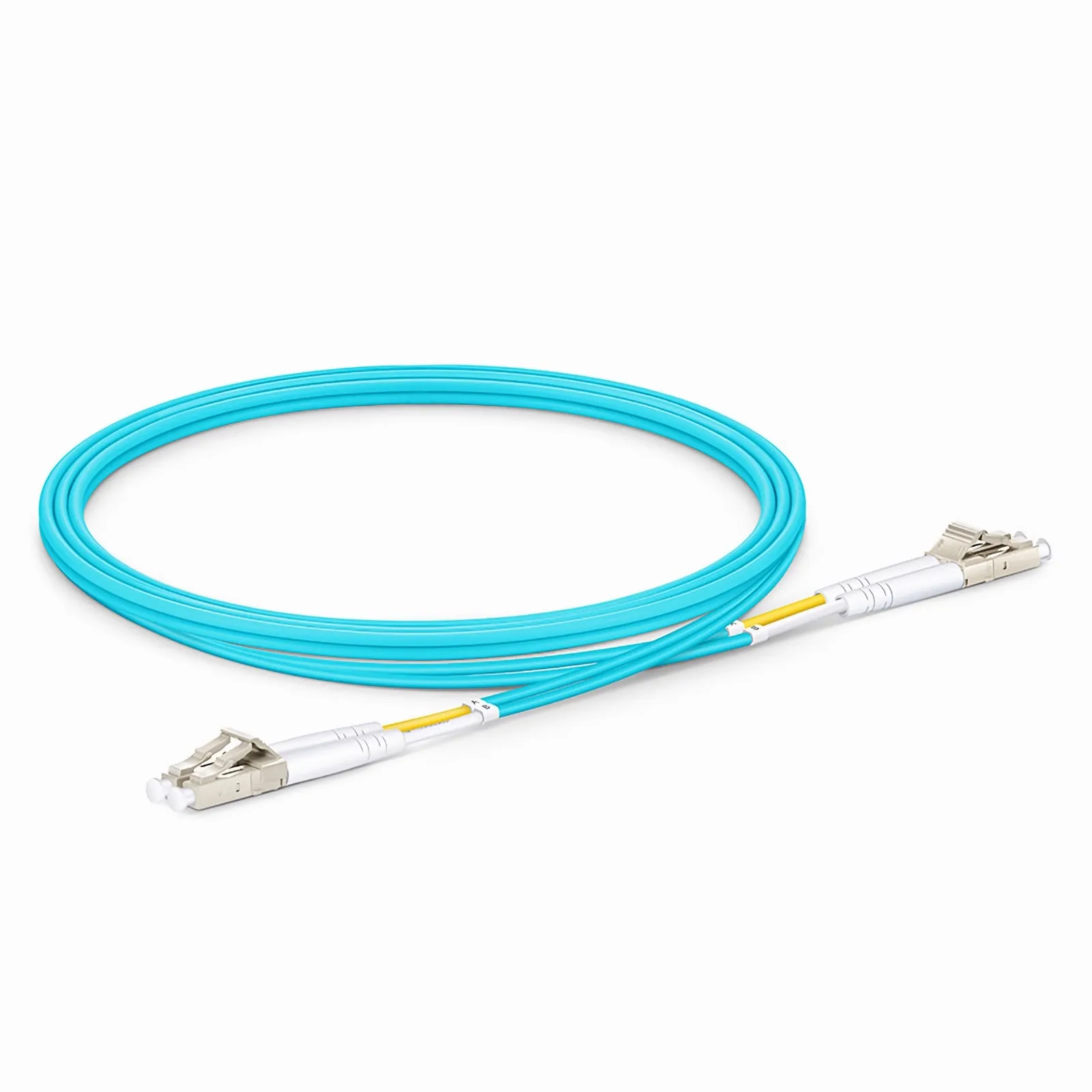 1m Fiber Patch Cable, 2 Fibers, LC UPC Duplex to LC UPC Duplex, Multimode (OM3), 2.0mm, Aqua