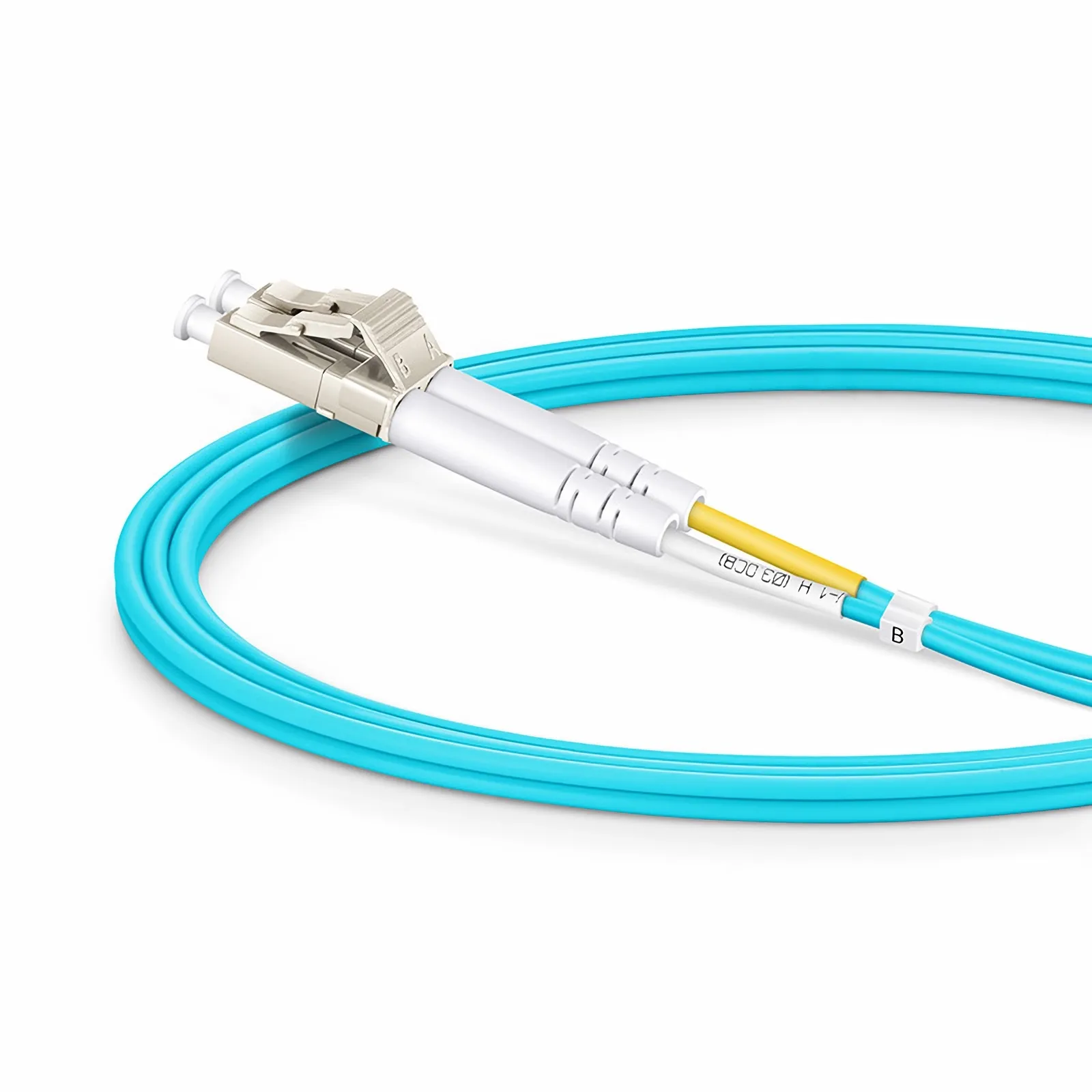 1m Fiber Patch Cable, 2 Fibers, LC UPC Duplex to LC UPC Duplex, Multimode (OM3), 2.0mm, Aqua
