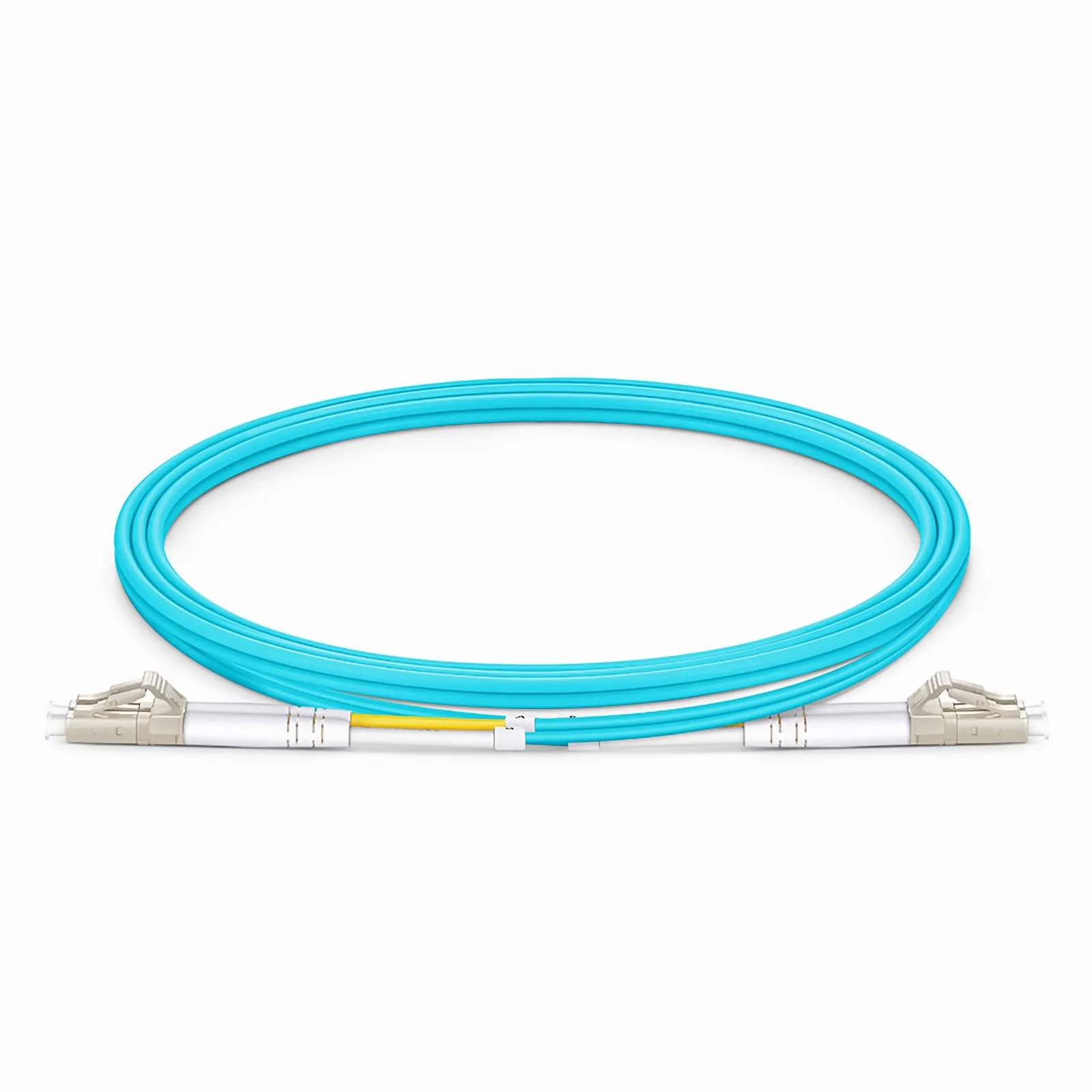 1m Fiber Patch Cable, 2 Fibers, LC UPC Duplex to LC UPC Duplex, Multimode (OM3), 2.0mm, Aqua