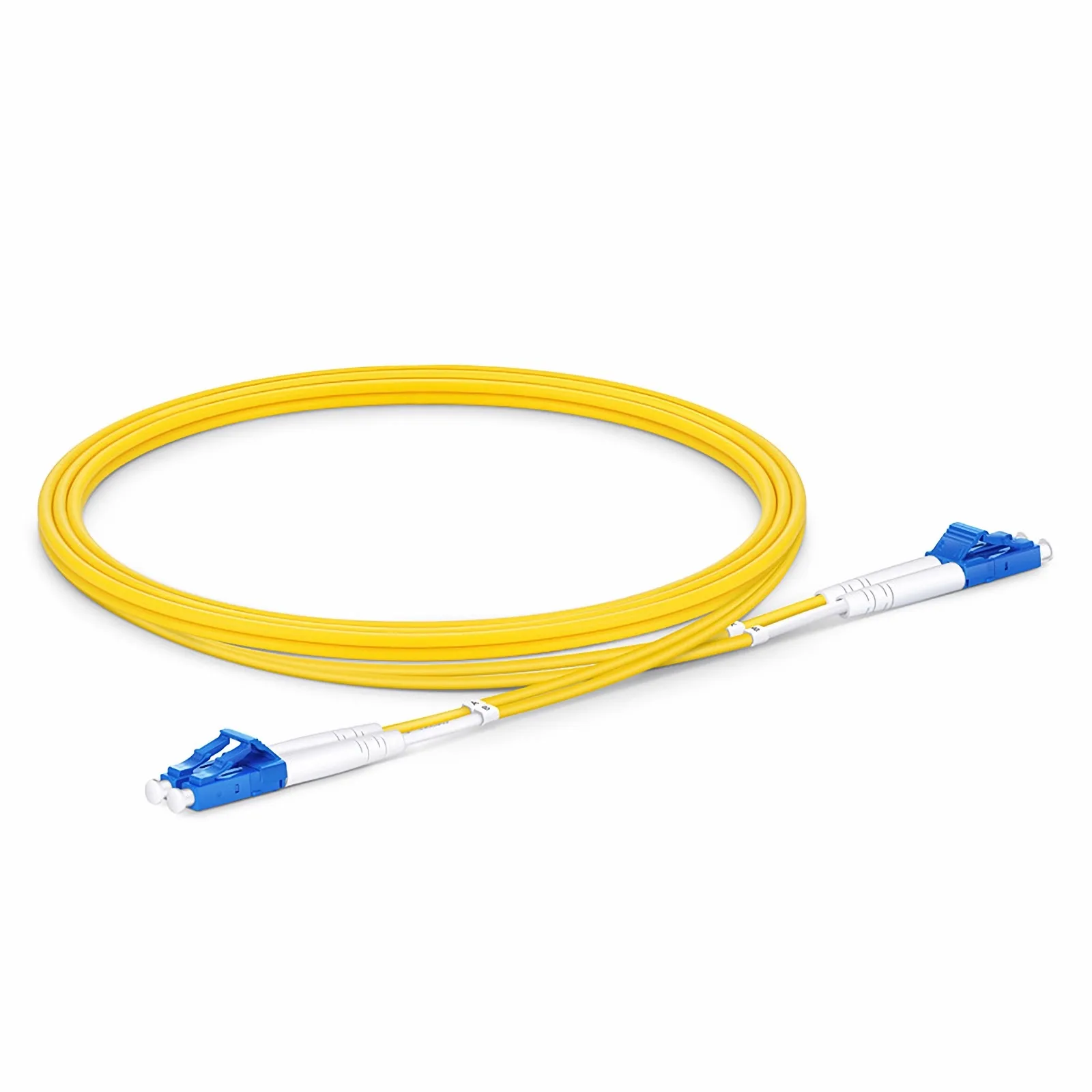 3m Fiber Patch Cord, 2 Fibers, LC UPC Duplex to LC UPC Duplex, Single Mode (OS2), 2.0mm,Yellow