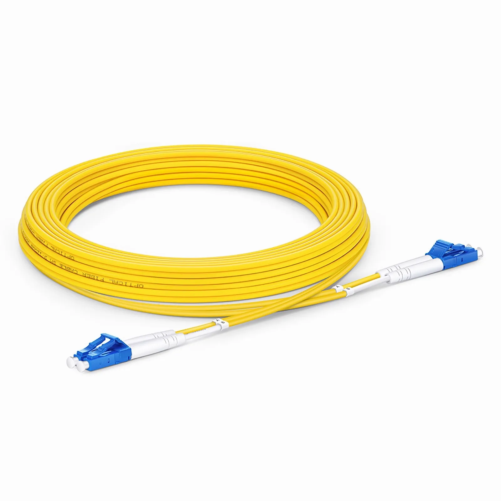 5m Fiber Patch Cord, 2 Fibers, LC UPC Duplex to LC UPC Duplex, Single Mode (OS2), 2.0mm,Yellow
