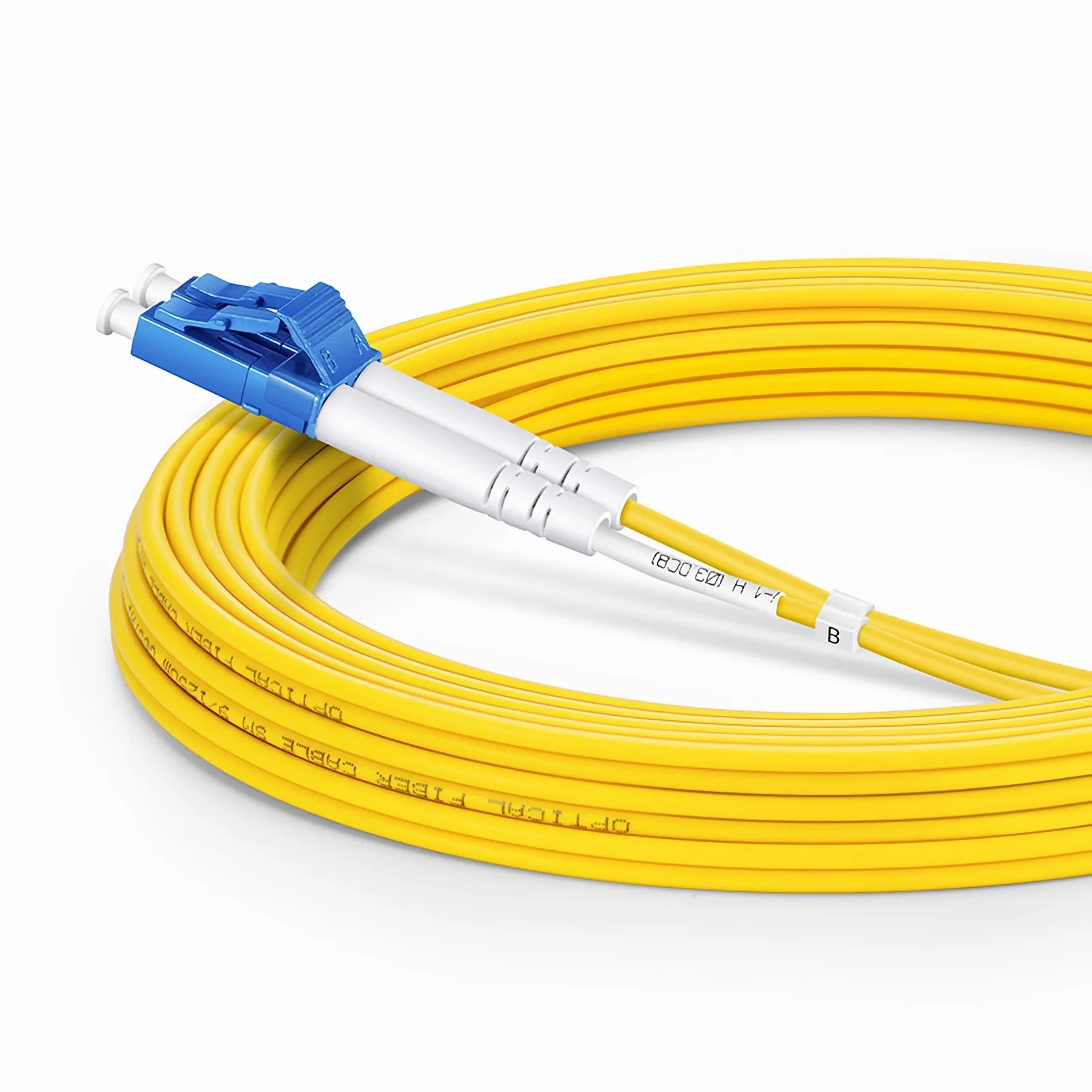 5m Fiber Patch Cord, 2 Fibers, LC UPC Duplex to LC UPC Duplex, Single Mode (OS2), 2.0mm,Yellow